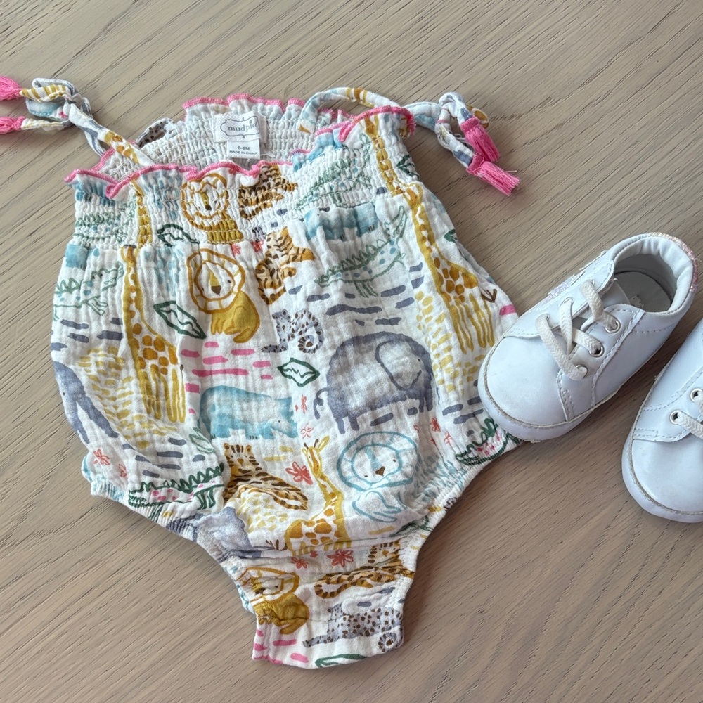 Mid pie Colorful Animal Print Baby Romper